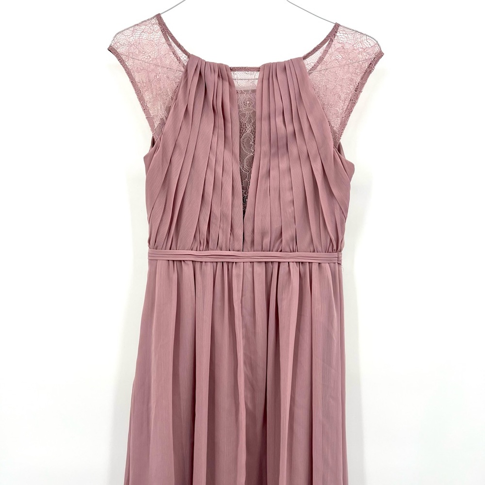 David’s Bridal Chiffon Bridesmaid Dress Pink Blush Lace Romantic Garden Fairy